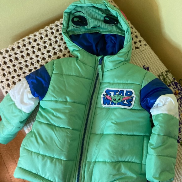 NWT The Mandalorian Green & Blue the Child Hooded Puffer Jacket- Toddler - Picture 8 of 11